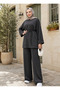 Women's Islamic Clothing Modal Fabric Tie-Strap Detailed Crew Neck Top and Bottom Set - 5
