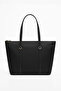 Women's Black Large Internal Volume Daily Use, Zippered, Stylish Design Shopper Hand and Shoulder Bag - 3