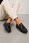 Benji Men's Inner and Outer Genuine Leather Loafer Shoes - Black - 3