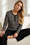Leopard Patterned Buttoned Cotton Lycra Knitted Pajama Set26240311