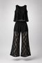 Handmade French Lace Jersey Fabric Women's Set Black Blouse and Pants Set Stylish Casual & Special Occasion Combination - 2