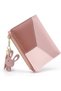 Women's small faux leather zipper wallet pink stylish gift.