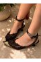 Ri̇na Brown Lace 3 cm Heel Shoes with Pointed Toe and Straps - 2