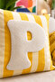 Punch Embroidered Throw Pillow Cover - 43*43 cm - Yellow Letter P - Pnk001 - 2