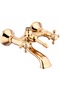 Koç Gold Bathroom Faucet Classic Ottoman Model Cross Handle Wall Mounted Bathroom Faucet Gold Color - 2