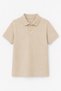 Children's Unisex Beige Short Sleeve Polo Collar School T-Shirt 100% Cotton Lakos Fabric - 3