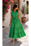 Timeless Elegance - Belted Buttoned Shirt Collar Layered Long Tricotone Dress - 2