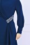 Sandy Fabric Flexible Collar and Waist Stone Detailed Plus Size Hijab Evening Dress Tbselb90 - 8