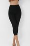 Black Bamboo Knee Length Capri Leggings Women's High Waist
