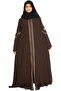 MODEST CITY Self Design Front Open Zip Embroidered Bottle Green Crepe Fabric Abaya or Burqa with Hij - 2