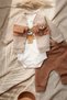 Milo Teddy Bear 3-Piece Baby Set - Cotton Waffle Knit Cardigan, Bodysuit and Pants Set - Earth Tones - 4