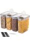 Cereal Containers Storage Set,Airtight Plastic Kitchen Storage Organizer,4 Pack Pantry Org