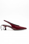 Women's Burgundy Pointed Toe Hazelnut Heel Classic Short Heeled Shoes Mera - 2