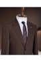 Slim Fit Brown Striped Men's Suit – Classic Stylish Business and Special Occasion Suit – Groom's Wedding Suit - 2