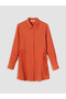 Lcw Everyday Orange Textured Women's Shirt Tunic with Tie Detail - 5