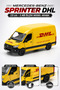 Die Cast Mercedes Benz Sprinter Dhl Cargo Van 13cm – 1:48 Scale Metal Body Pull-Open Door Pull-And-Release Collectible Model Car