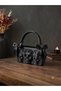 3D Printing Black Color Design Women's Bag with 3 Skulls – Special Design Handbag with Ribbon Detail