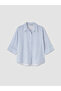 Lcw Vision Blue Striped Oversize Women's Shirt - 5
