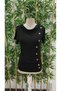 Women's Short Sleeve Round Neck Side Button Viscose Blouse - 4