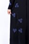 Black Abaya with Blue Flower Embroidery and Bead Handwork - 2