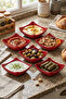 6 Pieces of Unbreakable Melamine Square Mini Sauce Bowls and Snack Bowls 10 cm - Red - 3