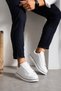 Aeron Men's White Lace-Up Shiny Stripe Detailed Lightweight Orthopedic Eva Sole Casual Sneaker Sports Shoes - 4