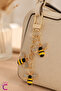 Enamel Bee Figured Stone Pendant Charm Bag Ornament Keychain - Gift Women's Bag Accessory