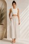 Women's Cream Cotton Poplin Lined Pocketed Pinterest Maxi High Waist Loose Skirt Solid Color