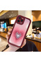 iPhone 12 Pro Compatible Pink Gradient Heart Spider Web Pattern Silicone Case - 2