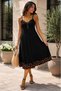 Women's Strappy V-Neck Leopard Detailed Loose Cut Midi Dress - 3