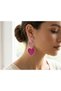 Women's 3-Piece Heart Dangle Earrings with Pink Glitter Resin Stones, Stylish and Shiny Nighttime Earrings