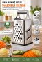 Kitchen Grater with Container – Multi-Purpose Grater with Lid and Storage Container / Stainless Steel 4-Sided