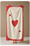 Cream Red Minimal Heart Patterned 70X150 Beach Towel - Digital Printed Bath Towel - 4