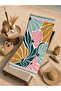 Green Pink Abstract Leaf Patterned 70X150 Beach Towel - Digital Printed Bath Towel - 5