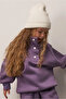 High Collar Snap Fastener Sweatshirt - 3