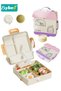 Portable Kids Bento Box, Children Lunch Boxs to School, Snack Containers for Travel, 4 Compartments Meal Prep Removable Divider, BPA Free, Microwave & Dishwasher Safe