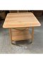 Modern Wooden Side Table with Rounded Rectangle Top, Lower Storage Shelf and Natural Wood Grain Finish, Compact 60×50×53cm Design, Perfect for Living Room, Bedroom, Sofa Side, Office or S - 3