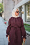Women's Skirt with Laces, Self-Striped, Inner Lining, Tulle Fabric Set, Burgundy - 3