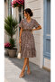 Timeless Elegance – Leopard Print V-Neck Midi Single Jersey Dress with Elastic Waist - 3