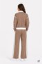 Brown Girls' Stone-Colored Stand-Up Collar Cardigan Wide-Leg 3-Piece Top and Bottom Set 24738 - 5