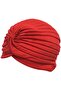 Headscarf set 2pc red retro polyester pleated. - 4