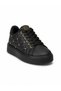 Women's Black Quilted Studded Detailed Thick Sole Casual Sneaker Sports Shoes