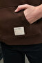 Clarie women's organic cotton oversize kangaroo pocket hooded brown sweatshirt - 5