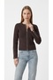 Steel Knit Crop Knitwear Cardigan with Sleeve Zipper Detail