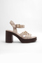 St 07 Genuine Leather Heeled Sandals with Adjustable Ankle Buckle