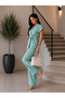 Women's Linen Double-Breasted Vest Striped Suit with Belted Waist and Elastic Pants - 4