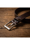 Genuine Leather Brown Men's Belt with Metal Buckle for Casual Jeans and Fabric Trousers