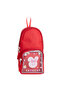 Red Pen Holder with Rabbit Figure and Transparent Pockets and 2 Compartments