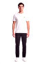 Men's Regular Fit Round Neck Logo Label Cotton Short Sleeve White T-Shirt - 2