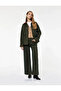 Faux Suede Collar Leopard Lined Pocketed Buttoned Long Sleeve Oversize Denim Jacket - 2